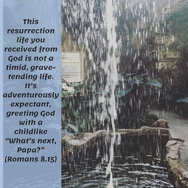 This resurrection life you received from God is not a timid, grave-tending life. It_s adventurously expectant, greeting God with a childlike “What_s next, Papa_”